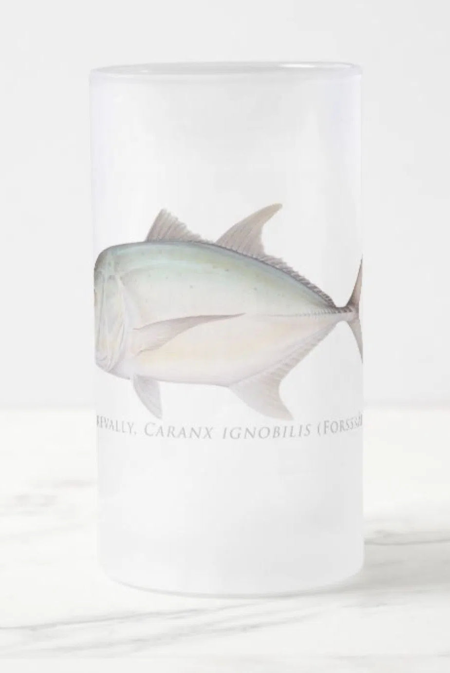 Giant Trevally - Frosted Glass Stein-Stick Figure Fish Illustration