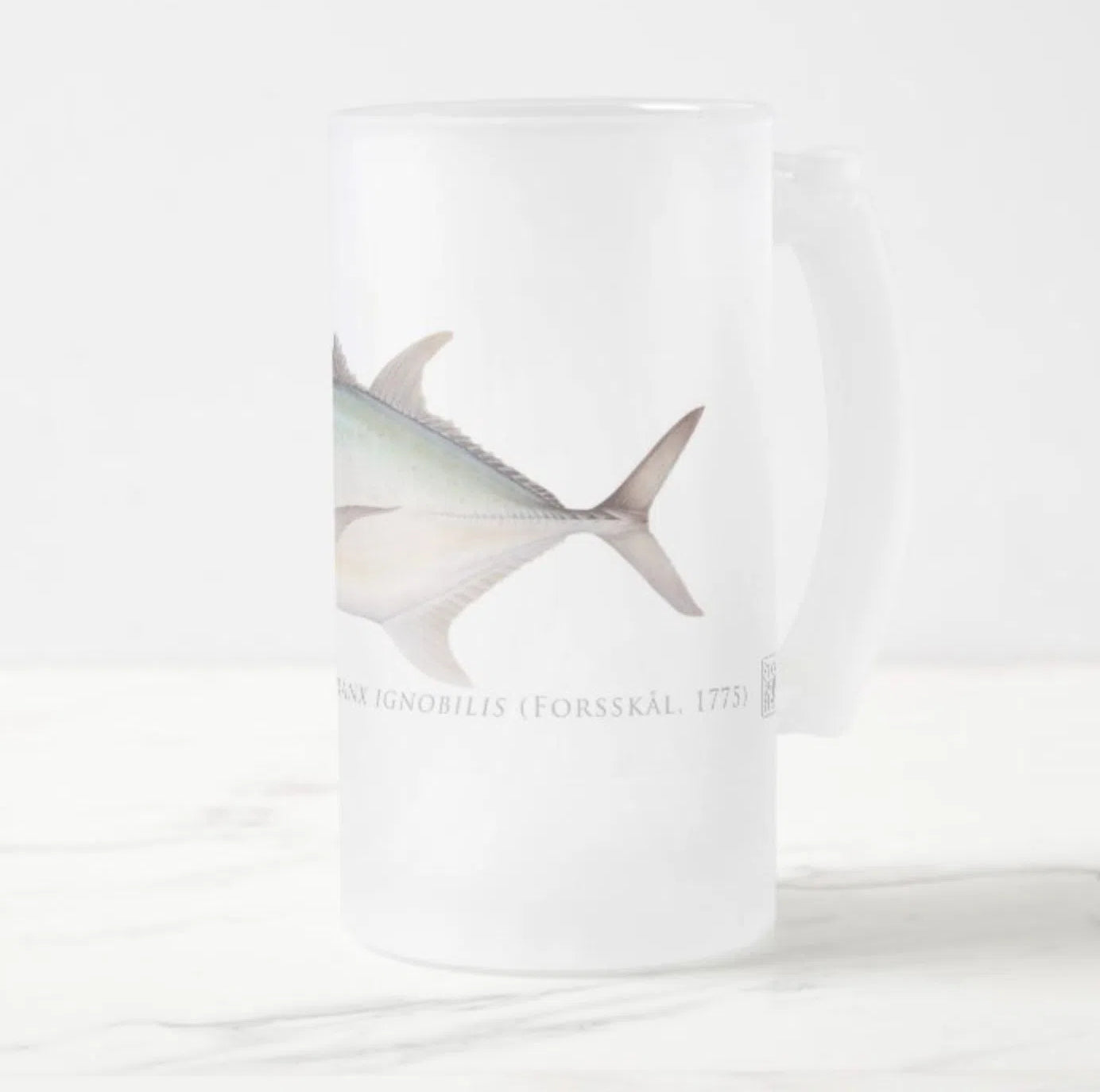Giant Trevally - Frosted Glass Stein-Stick Figure Fish Illustration