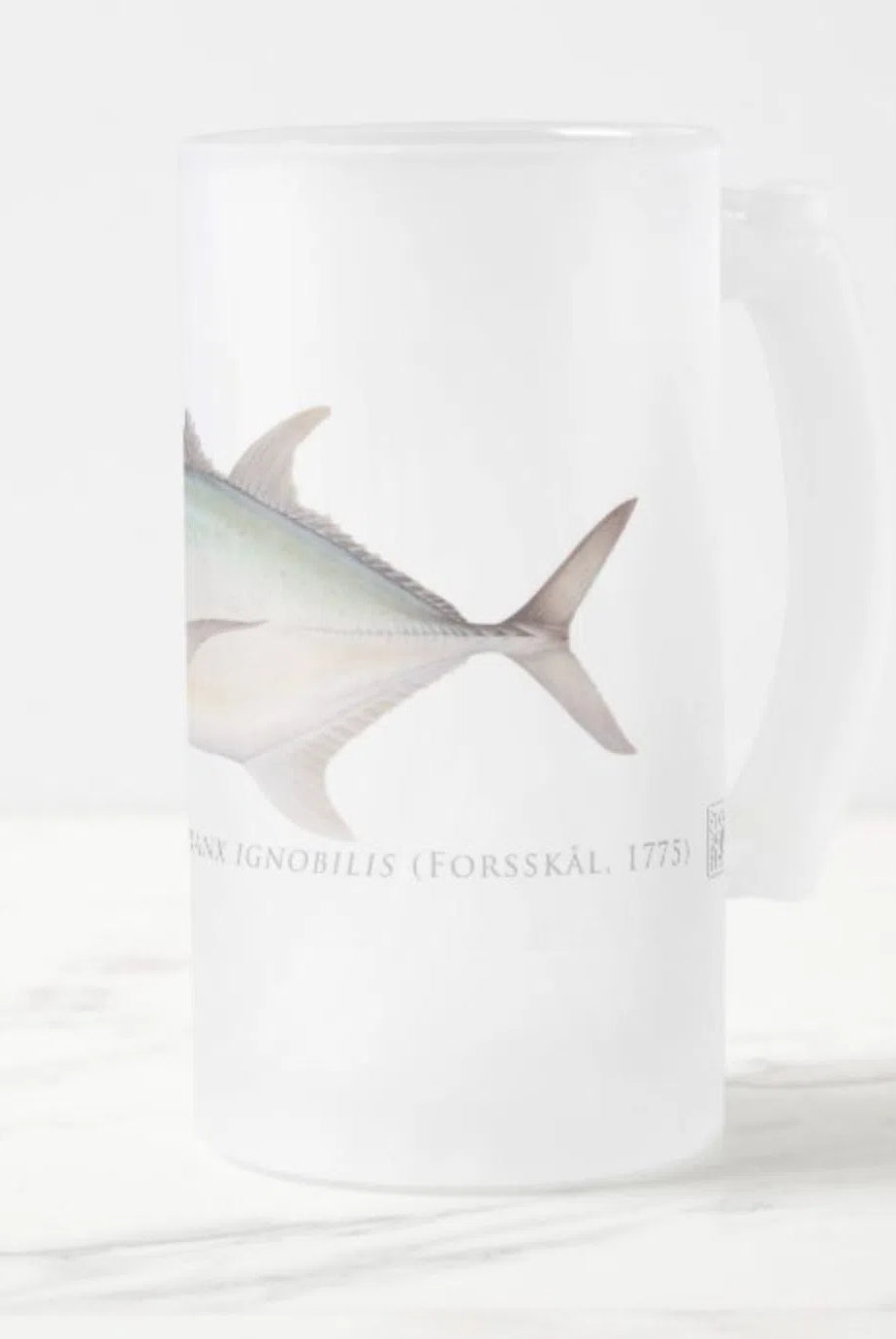 Giant Trevally - Frosted Glass Stein-Stick Figure Fish Illustration