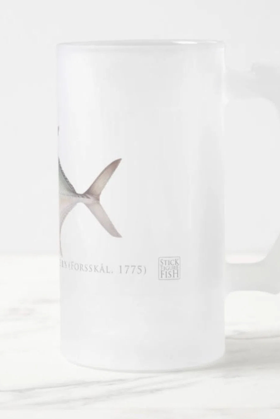 Giant Trevally - Frosted Glass Stein-Stick Figure Fish Illustration
