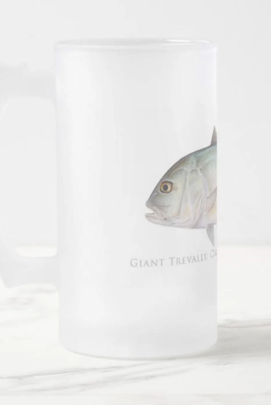 Giant Trevally - Frosted Glass Stein-Stick Figure Fish Illustration