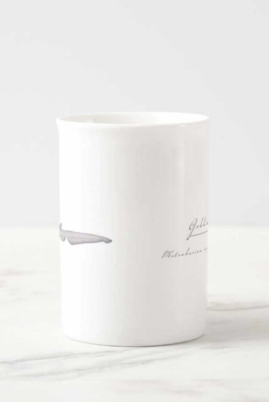 Goblin Shark - Fine Bone China Mug-Stick Figure Fish Illustration