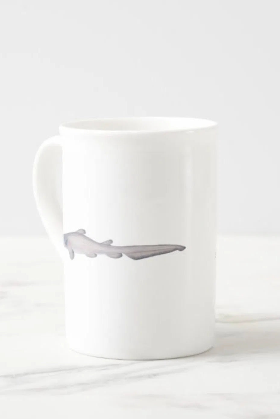 Goblin Shark - Fine Bone China Mug-Stick Figure Fish Illustration