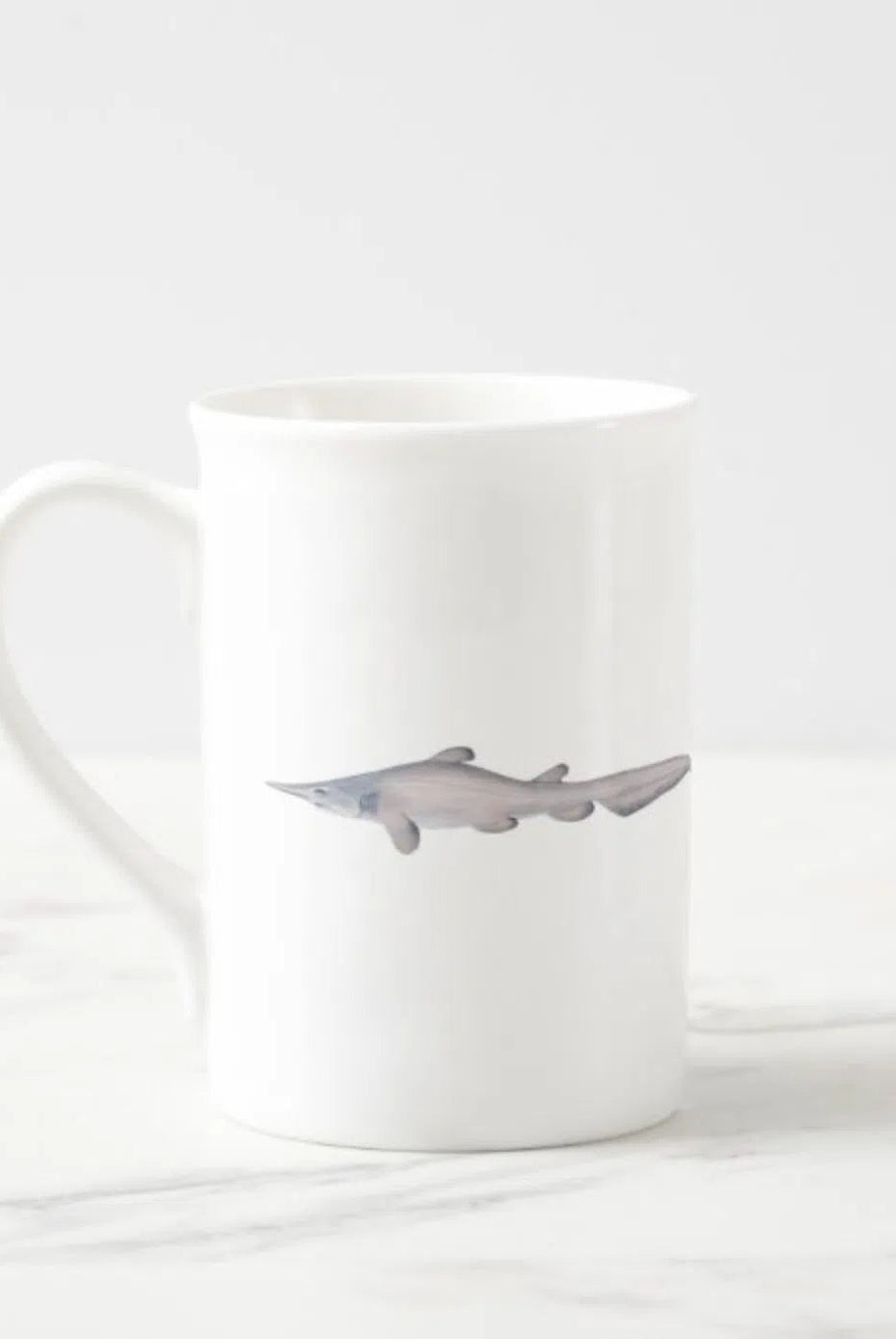 Goblin Shark - Fine Bone China Mug-Stick Figure Fish Illustration
