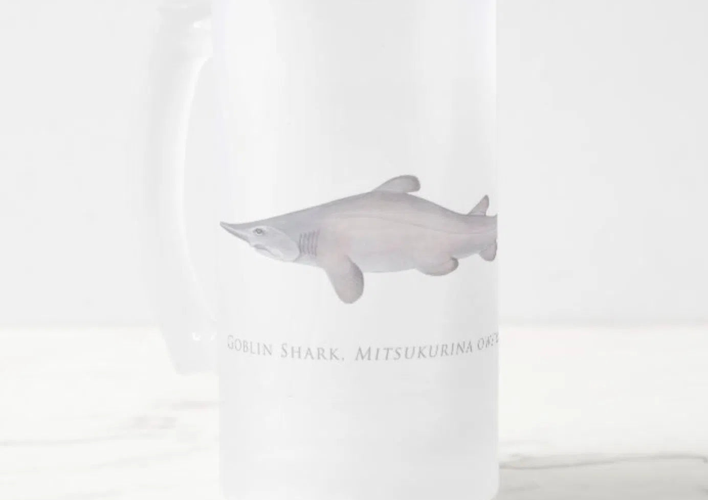 Goblin Shark - Frosted Glass Stein-Stick Figure Fish Illustration