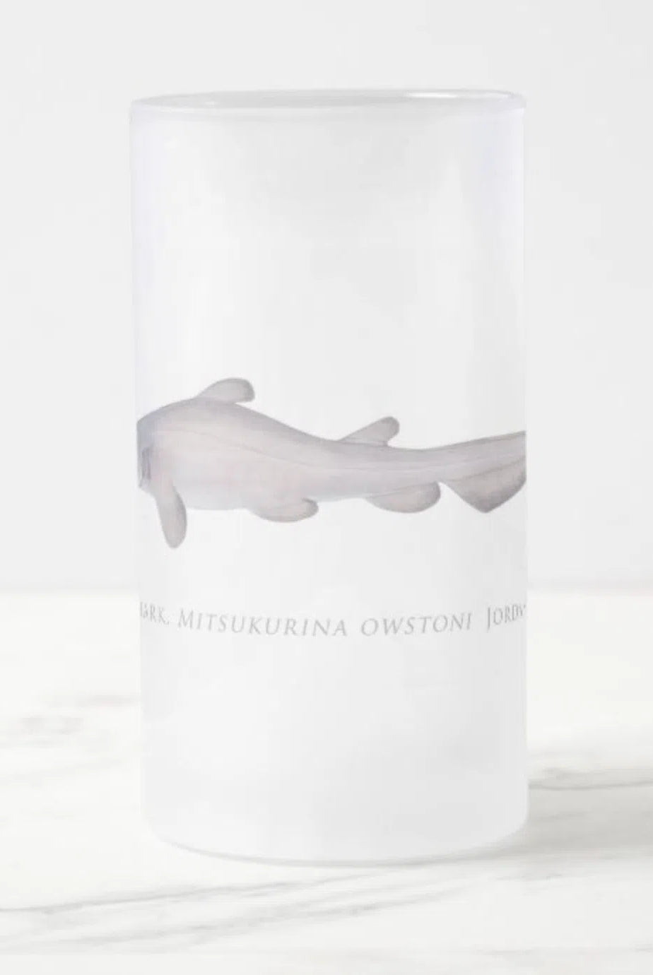 Goblin Shark - Frosted Glass Stein-Stick Figure Fish Illustration