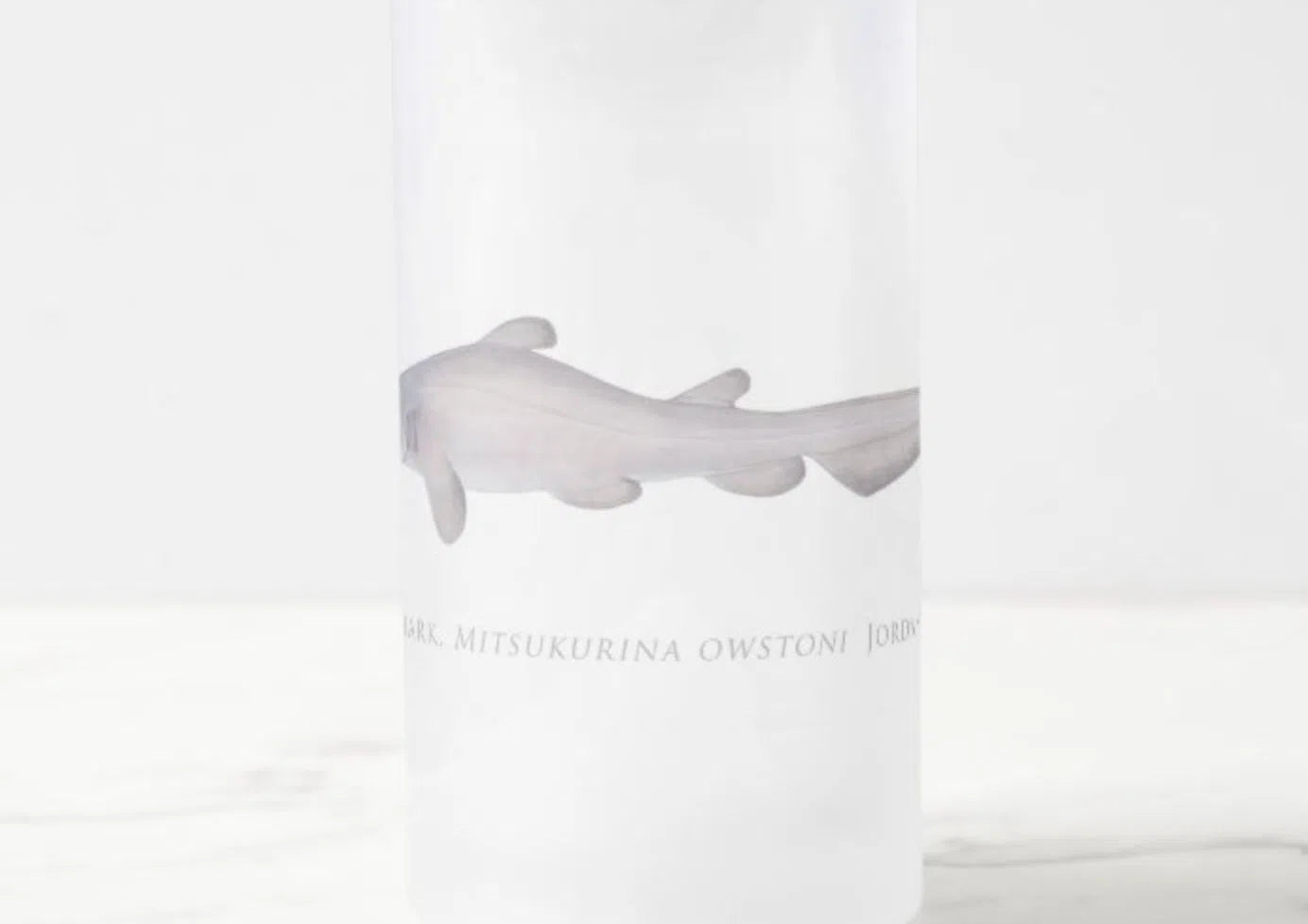 Goblin Shark - Frosted Glass Stein-Stick Figure Fish Illustration