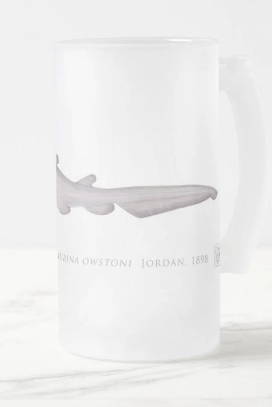 Goblin Shark - Frosted Glass Stein-Stick Figure Fish Illustration