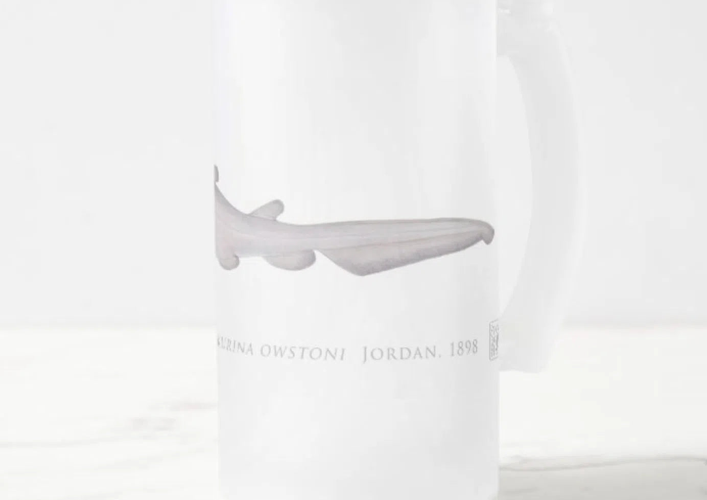 Goblin Shark - Frosted Glass Stein-Stick Figure Fish Illustration