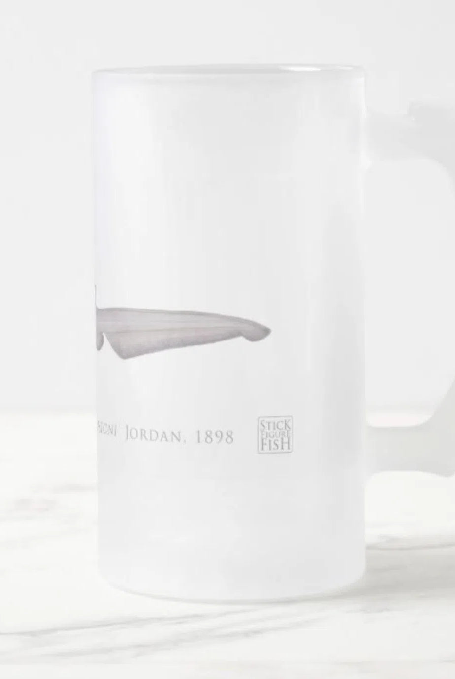 Goblin Shark - Frosted Glass Stein-Stick Figure Fish Illustration