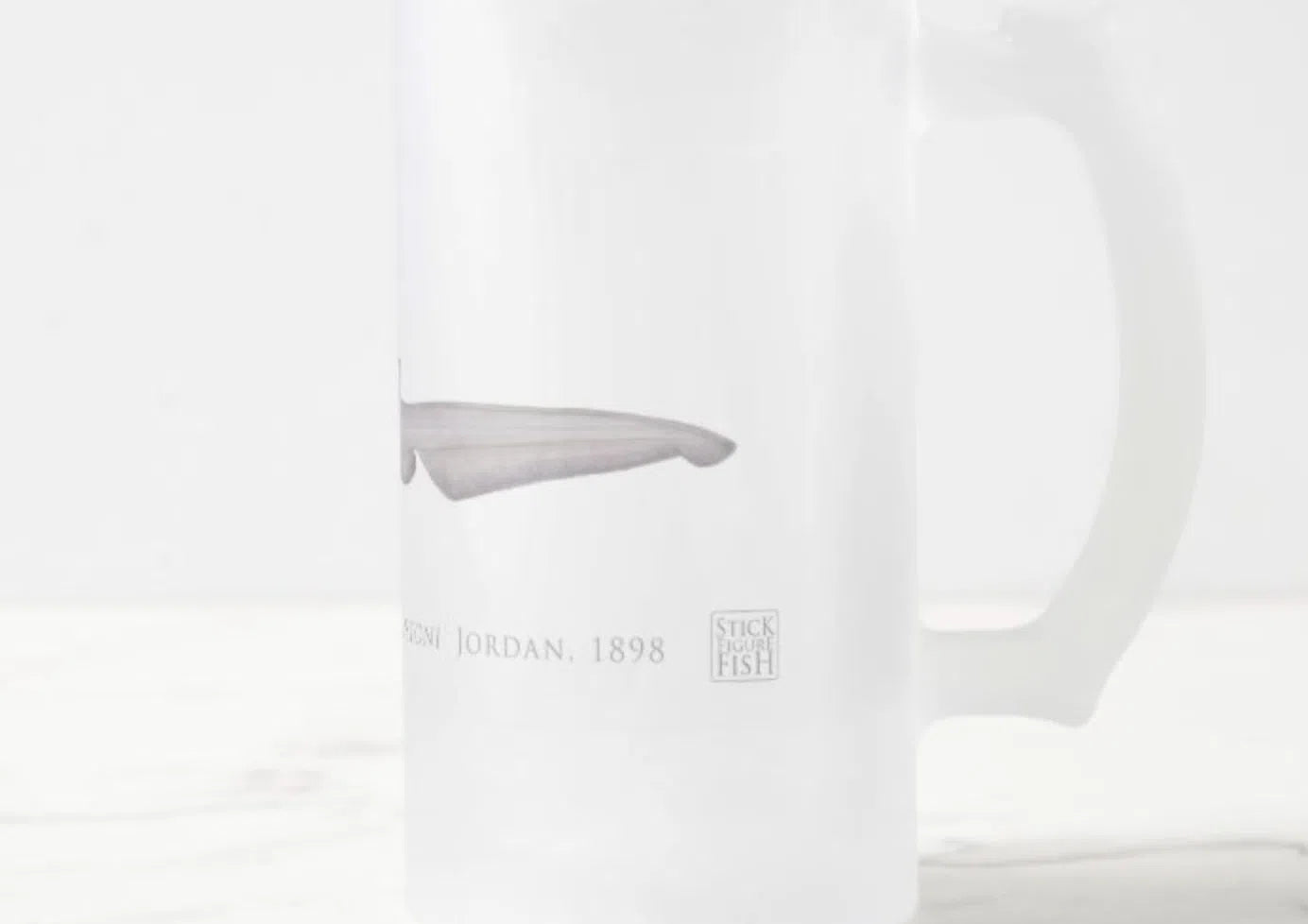 Goblin Shark - Frosted Glass Stein-Stick Figure Fish Illustration