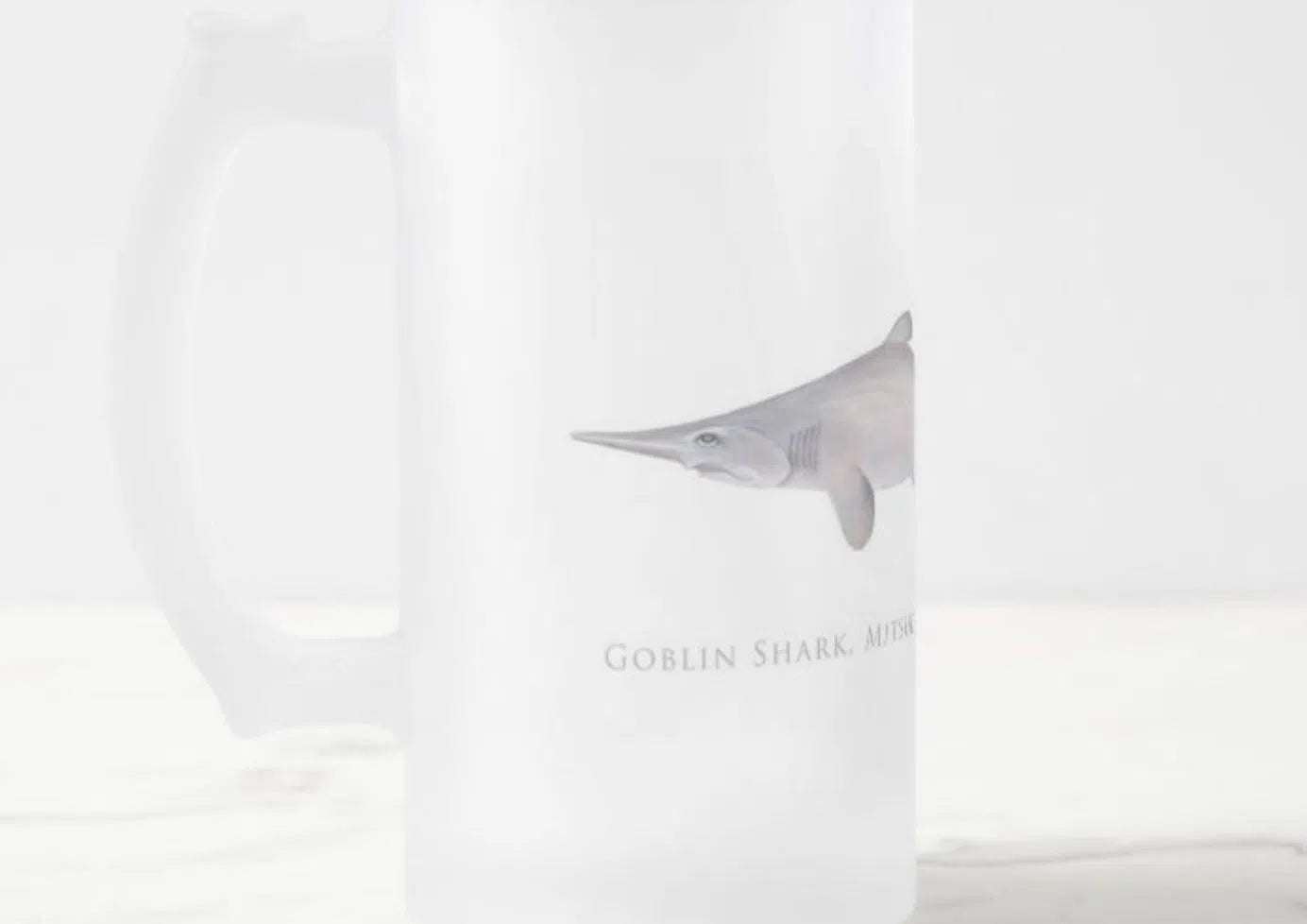 Goblin Shark - Frosted Glass Stein-Stick Figure Fish Illustration