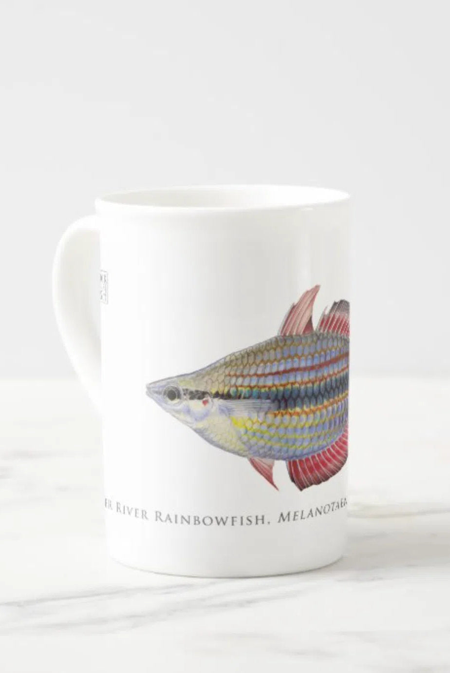 Goyder River Rainbowfish - Fine Bone China Mug-Stick Figure Fish Illustration