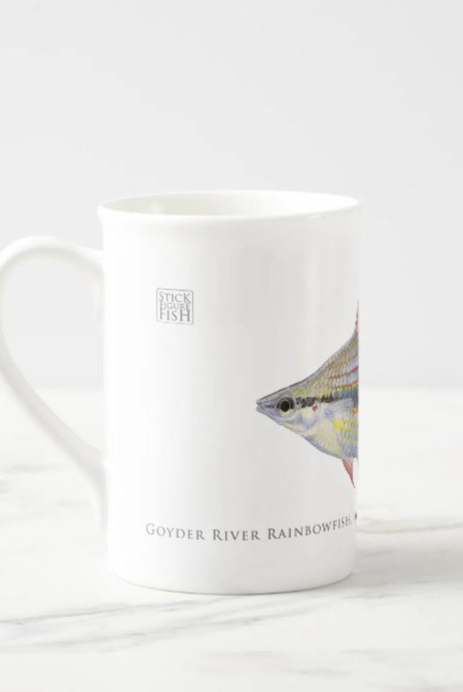Goyder River Rainbowfish - Fine Bone China Mug-Stick Figure Fish Illustration