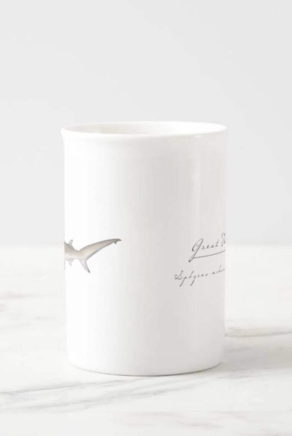 Great Hammerhead - Fine Bone China Mug-Stick Figure Fish Illustration
