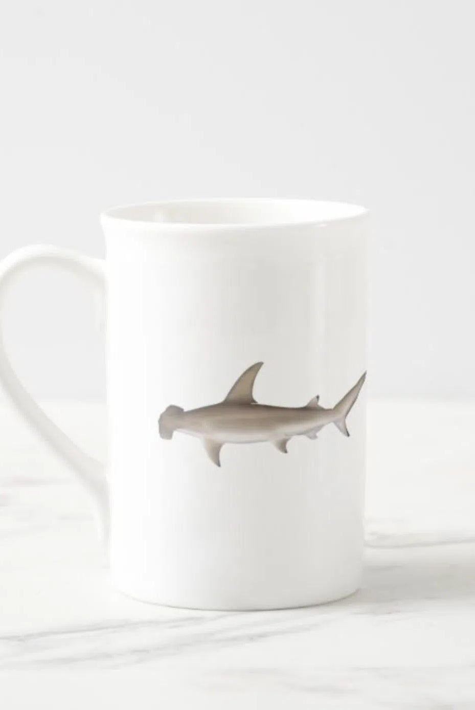 Great Hammerhead - Fine Bone China Mug-Stick Figure Fish Illustration