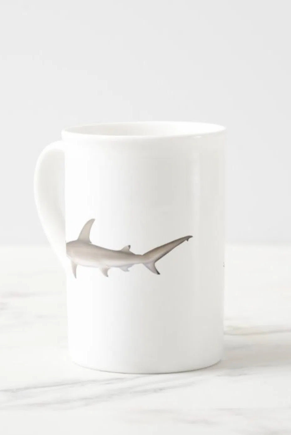 Great Hammerhead - Fine Bone China Mug-Stick Figure Fish Illustration