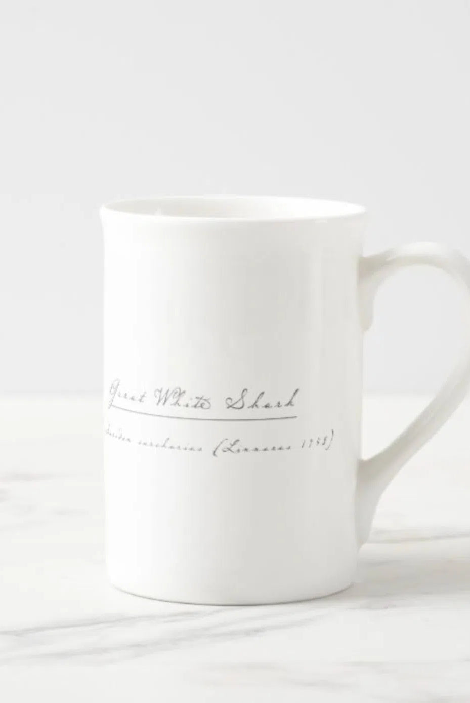 Great White Shark - Fine Bone China Mug-Stick Figure Fish Illustration