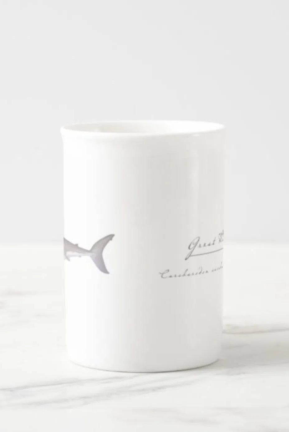 Great White Shark - Fine Bone China Mug-Stick Figure Fish Illustration