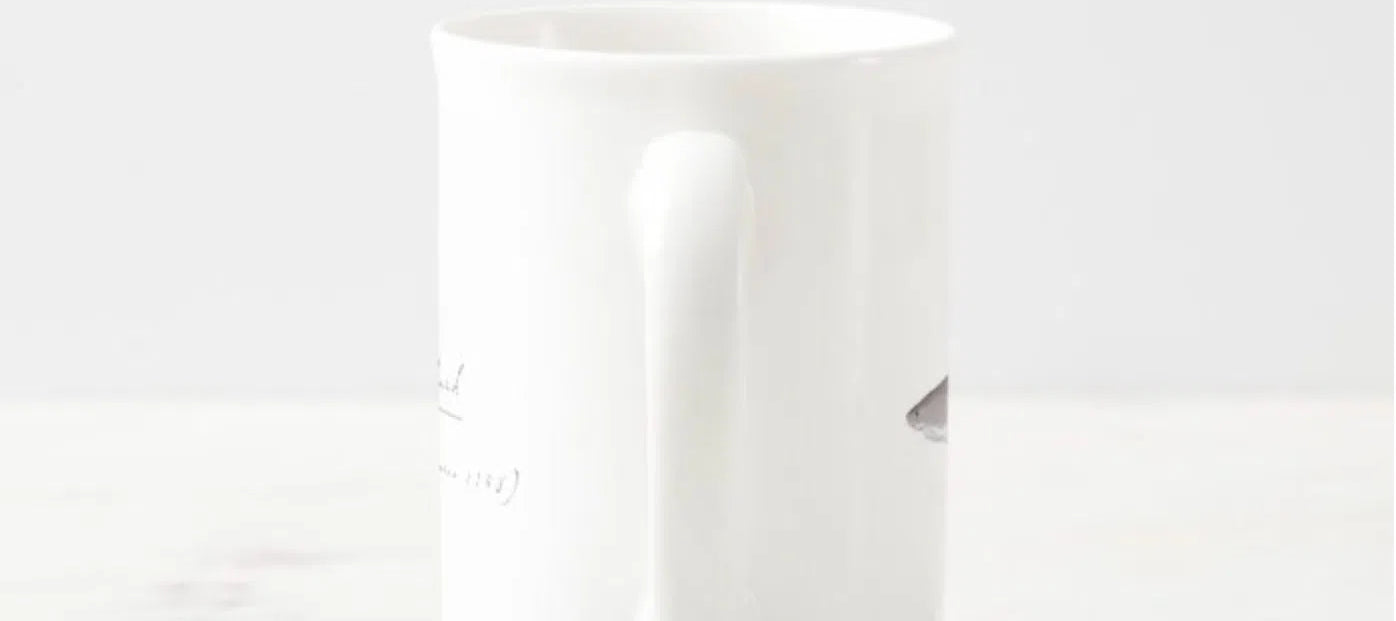 Great White Shark - Fine Bone China Mug-Stick Figure Fish Illustration