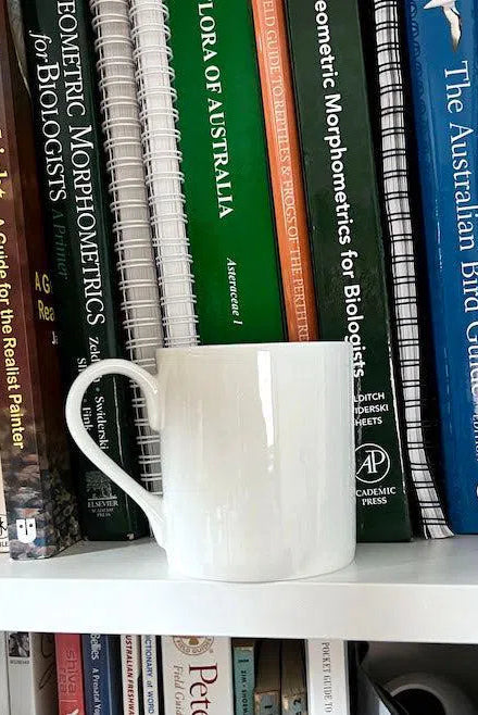 Great White Shark - Fine Bone China Mug-Stick Figure Fish Illustration