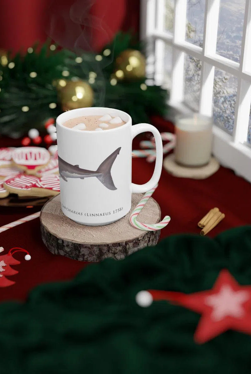 Great White Shark Mug-Stick Figure Fish Illustration