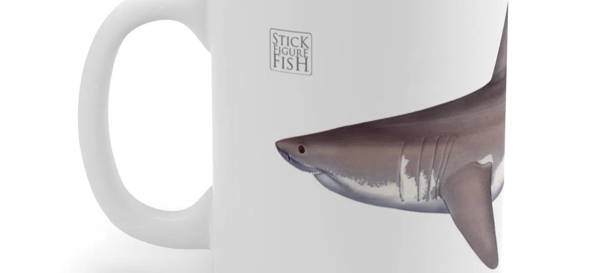 Great White Shark Mug-Stick Figure Fish Illustration