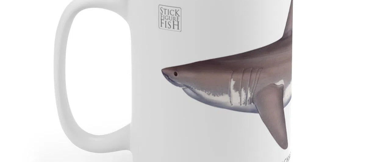 Great White Shark Mug-Stick Figure Fish Illustration