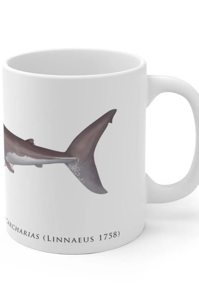 Great White Shark Mug-Stick Figure Fish Illustration