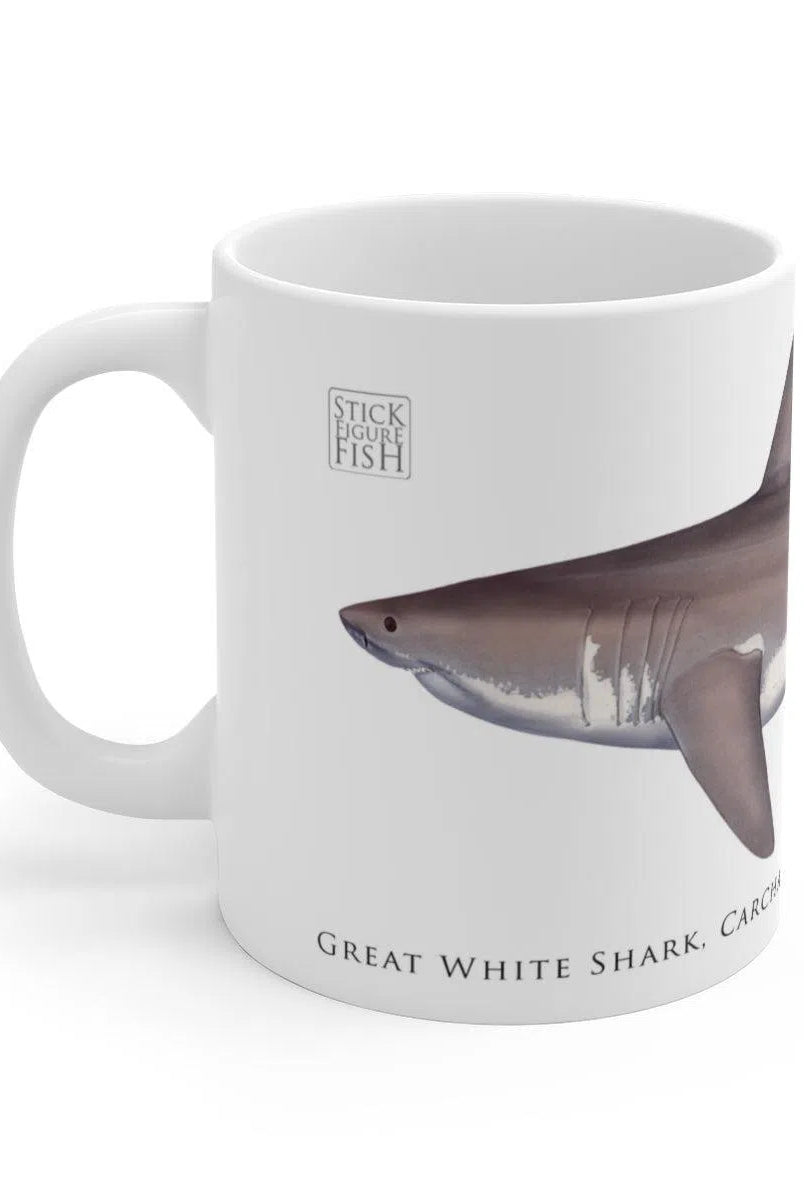 Great White Shark Mug-Stick Figure Fish Illustration