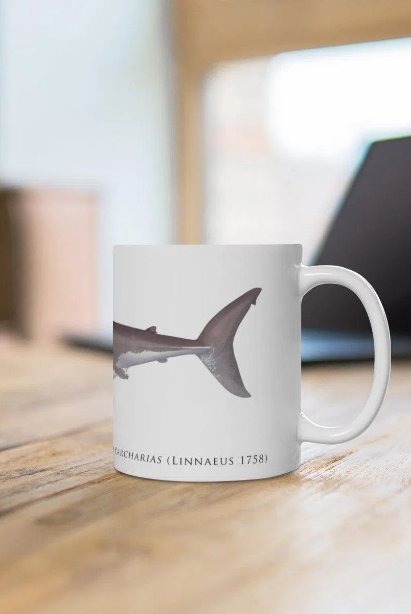 Great White Shark Mug-Stick Figure Fish Illustration