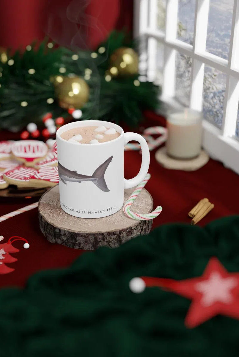 Great White Shark Mug-Stick Figure Fish Illustration