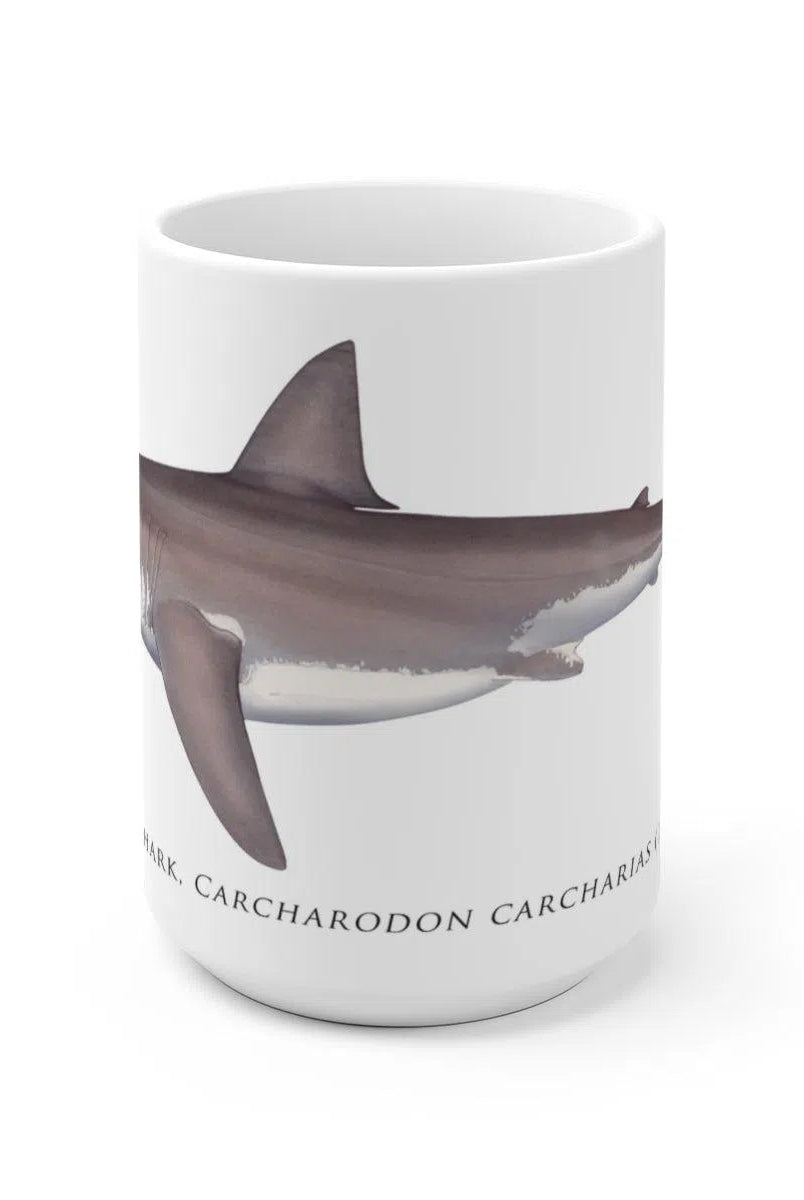 Great White Shark Mug-Stick Figure Fish Illustration