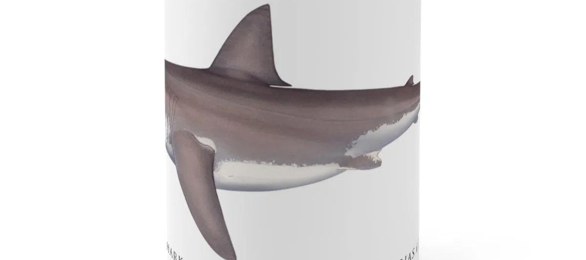 Great White Shark Mug-Stick Figure Fish Illustration