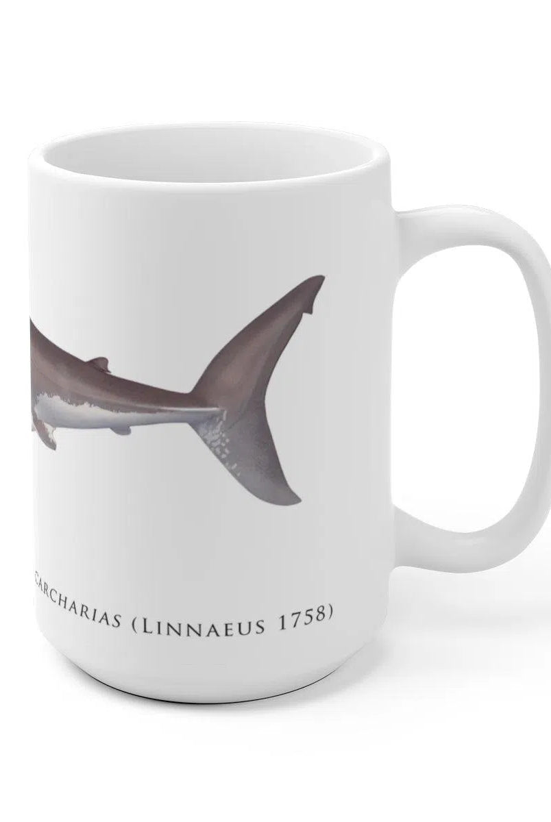 Great White Shark Mug-Stick Figure Fish Illustration