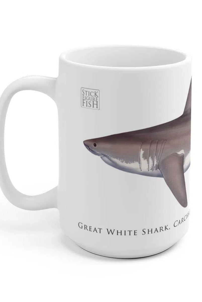 Great White Shark Mug-Stick Figure Fish Illustration
