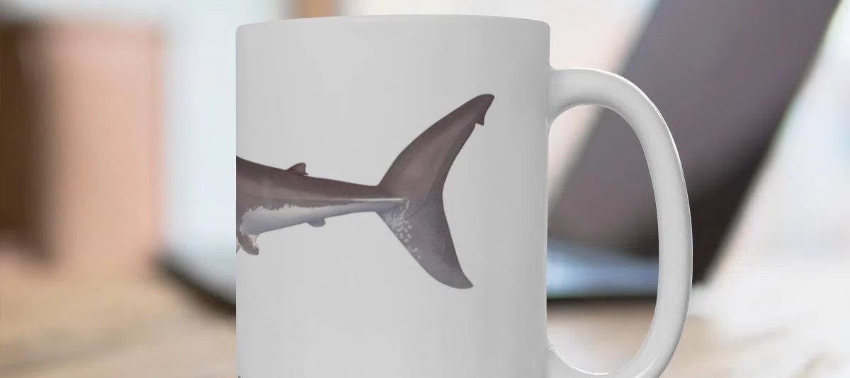 Great White Shark Mug-Stick Figure Fish Illustration