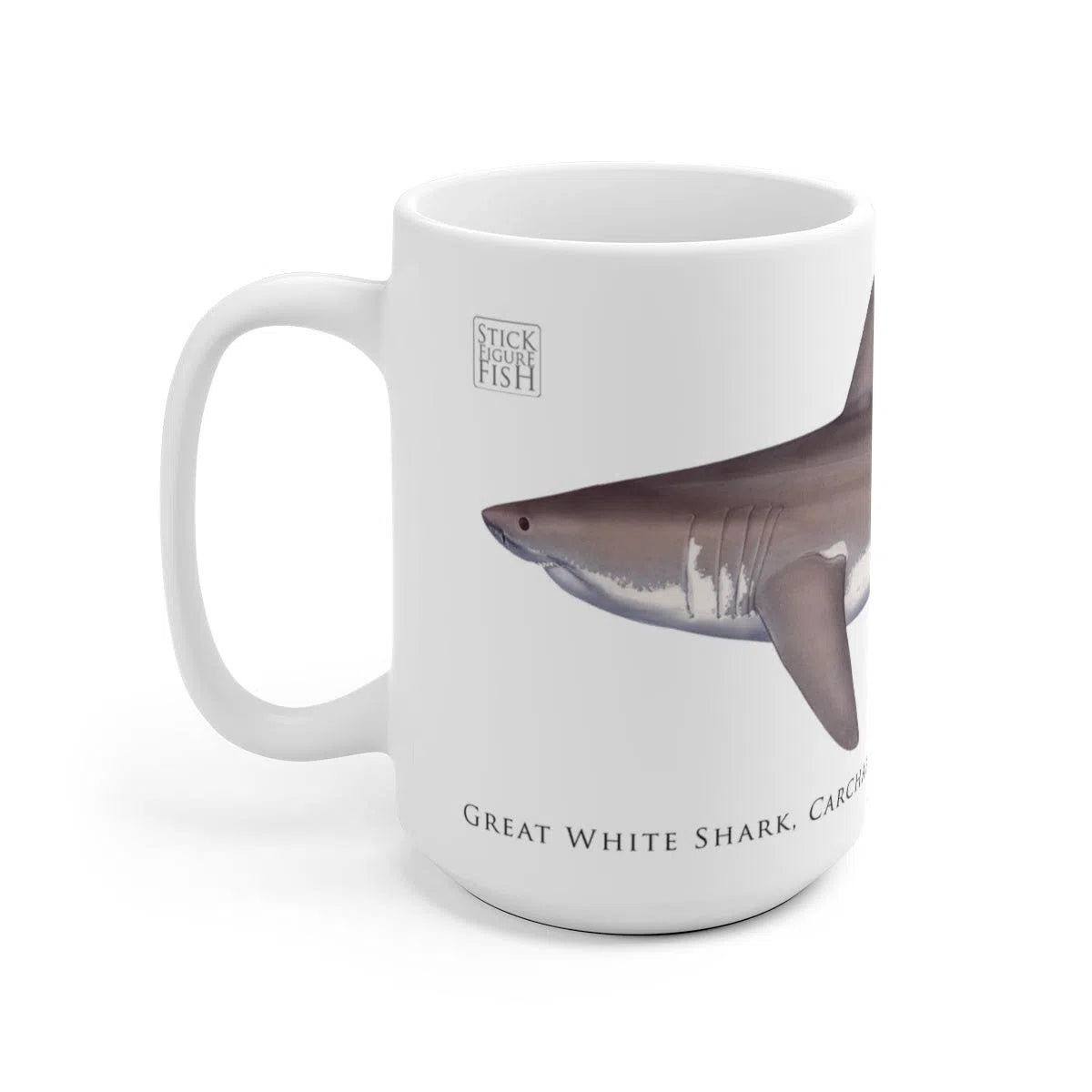 Great White Shark Mug-Stick Figure Fish Illustration