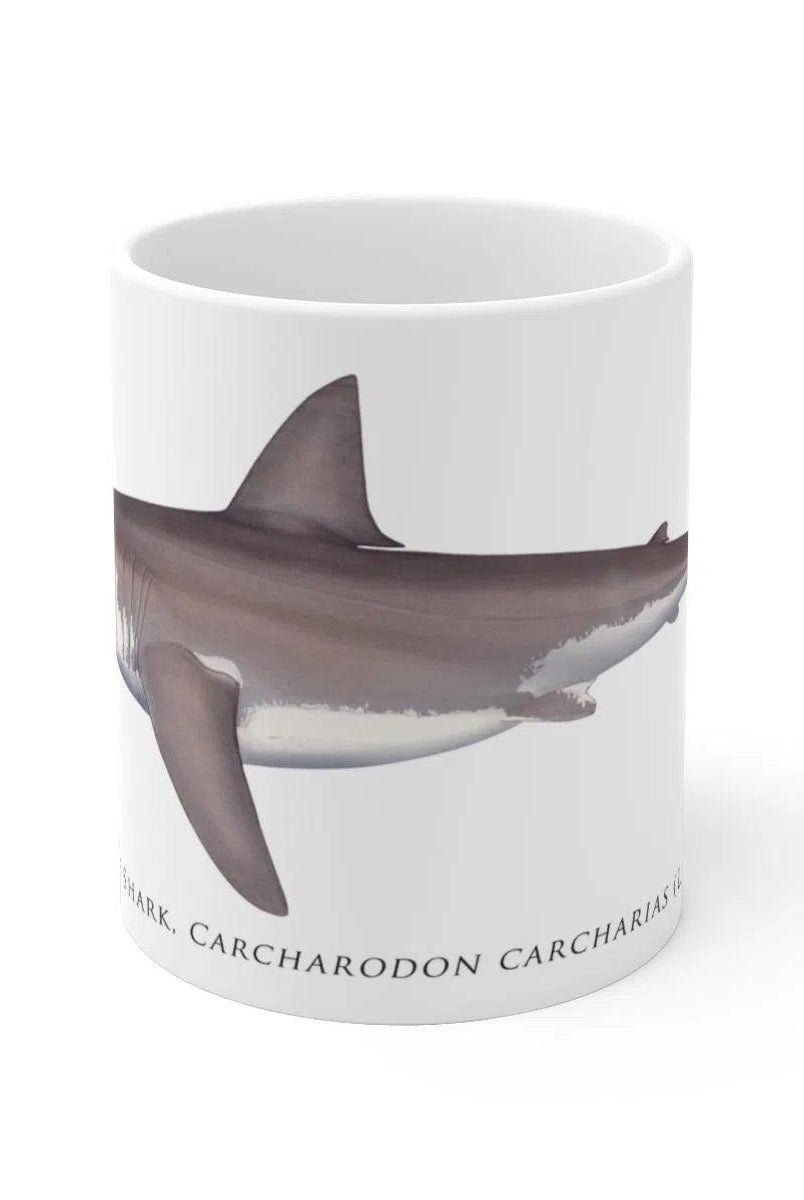 Great White Shark Mug-Stick Figure Fish Illustration