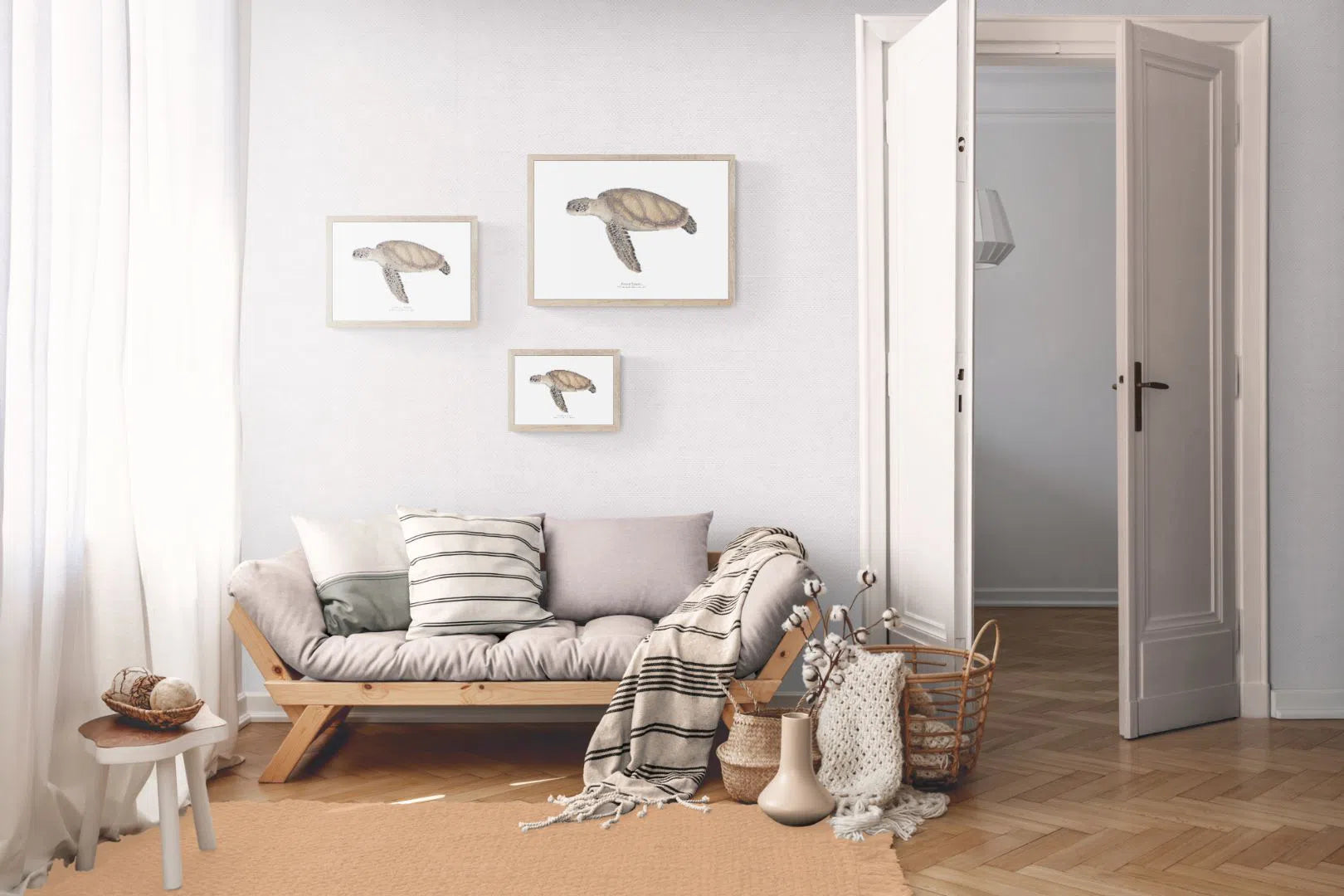 Green Sea Turtle, Chelonia mydas (Linnaeus, 1758) - Fine Art Print-Stick Figure Fish Illustration