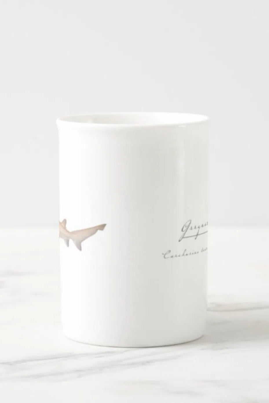 Greynurse Shark - Fine Bone China Mug-Stick Figure Fish Illustration