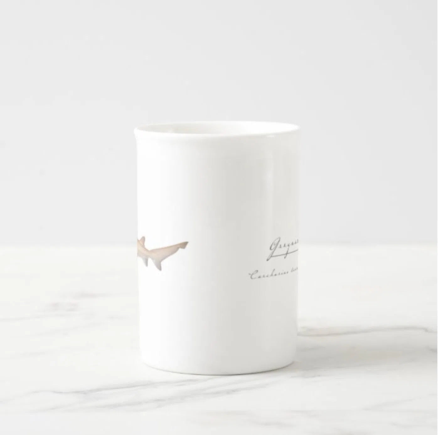 Greynurse Shark - Fine Bone China Mug-Stick Figure Fish Illustration