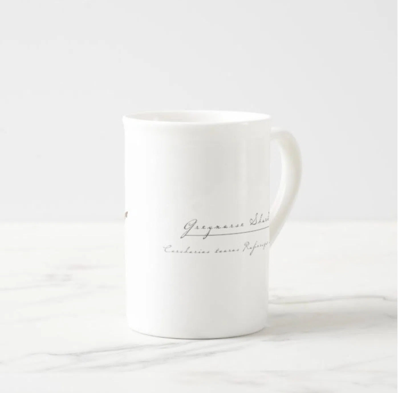 Greynurse Shark - Fine Bone China Mug-Stick Figure Fish Illustration