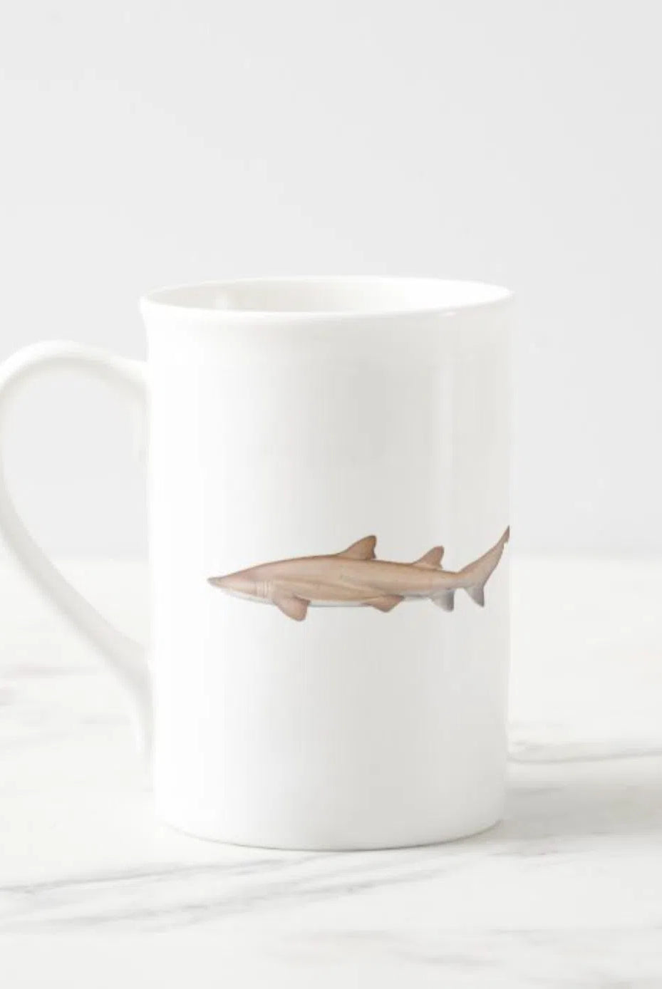 Greynurse Shark - Fine Bone China Mug-Stick Figure Fish Illustration