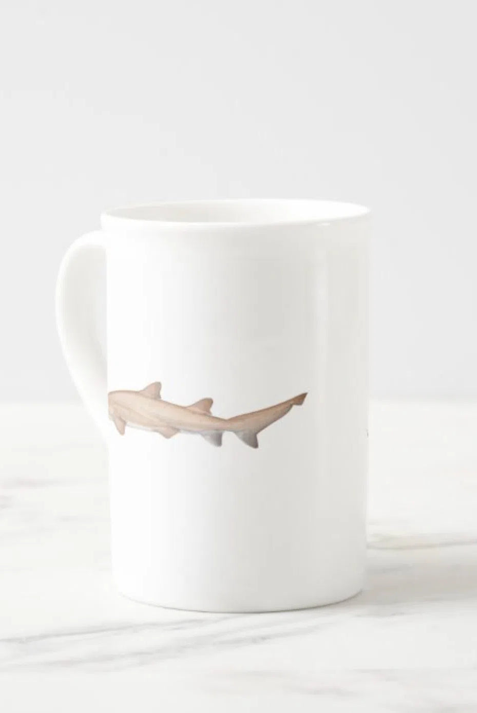 Greynurse Shark - Fine Bone China Mug-Stick Figure Fish Illustration