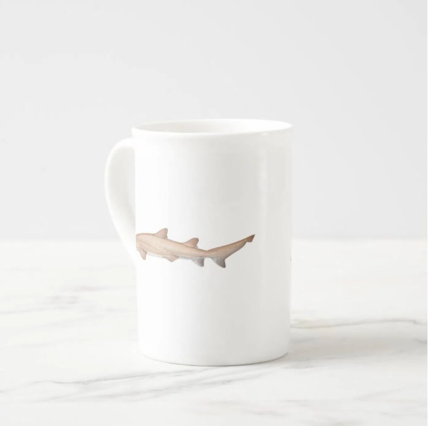 Greynurse Shark - Fine Bone China Mug-Stick Figure Fish Illustration