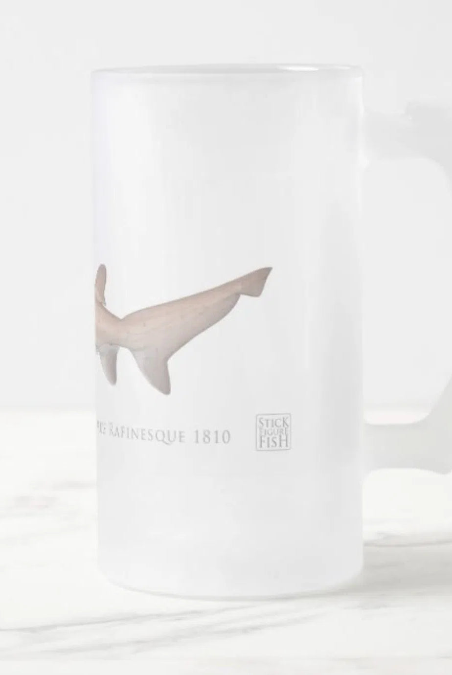 Greynurse Shark - Frosted Glass Stein-Stick Figure Fish Illustration