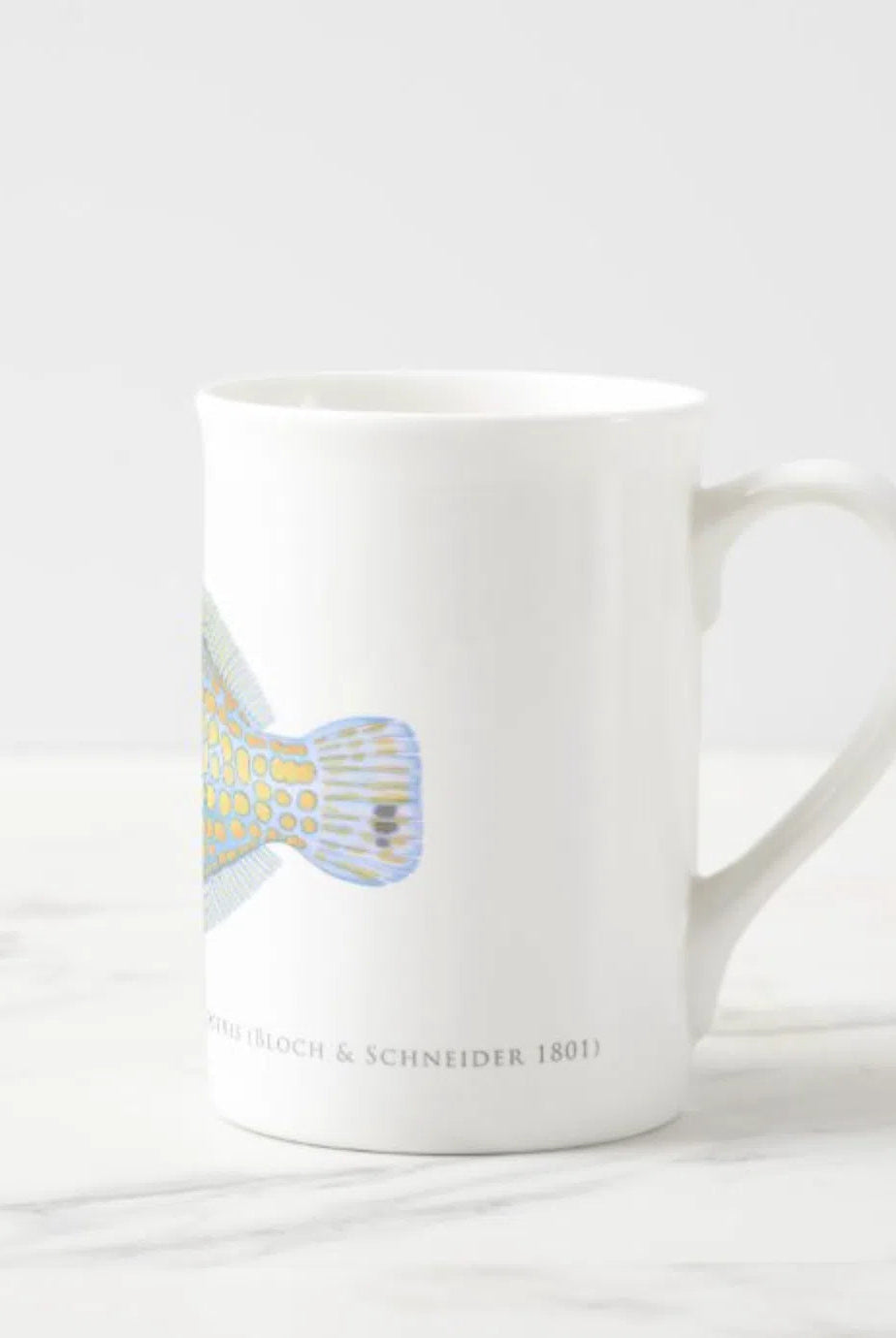 Harlequin Filefish - Fine Bone China Mug-Stick Figure Fish Illustration