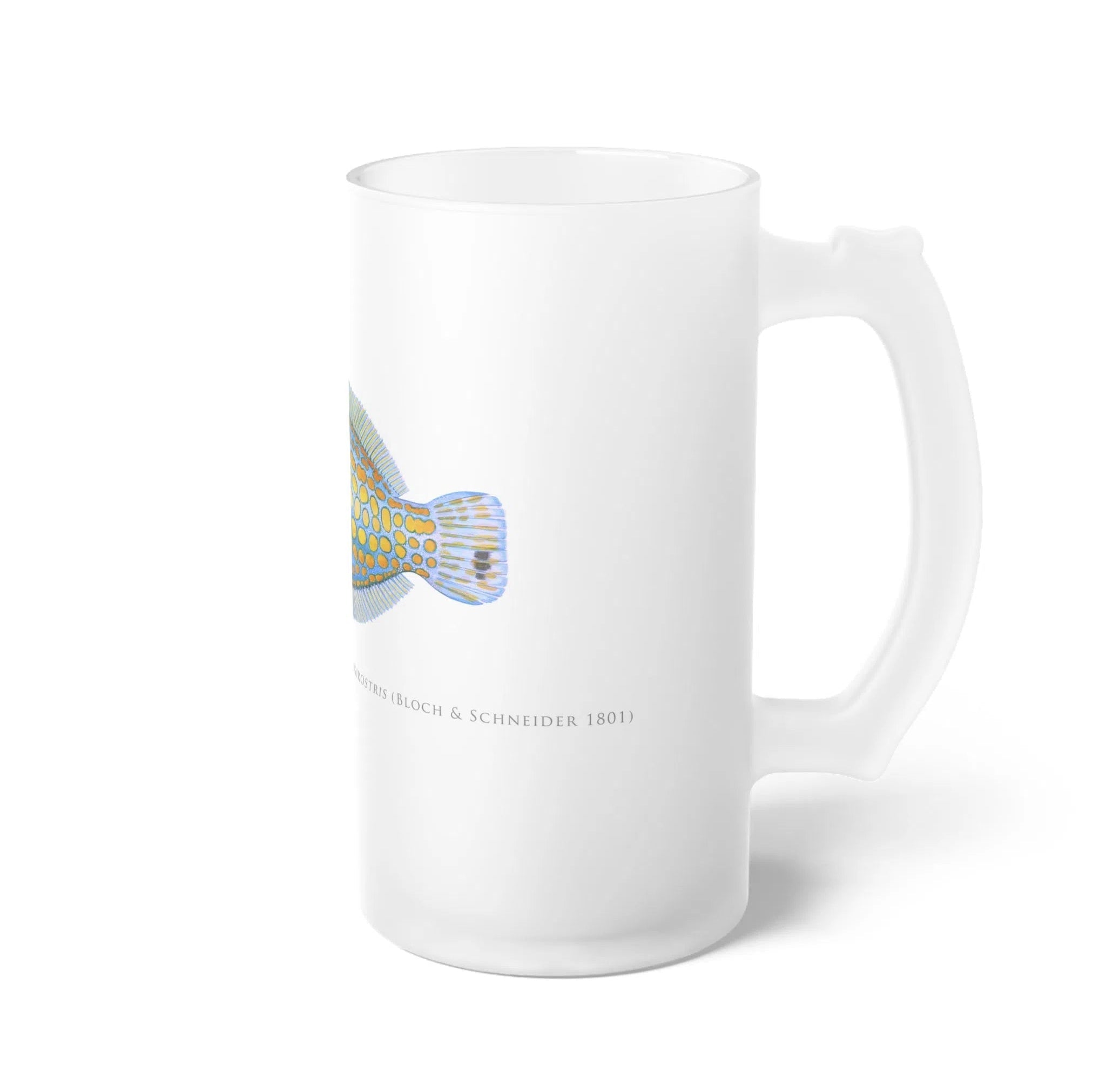 Harlequin Filefish - Frosted Glass Stein-Stick Figure Fish Illustration