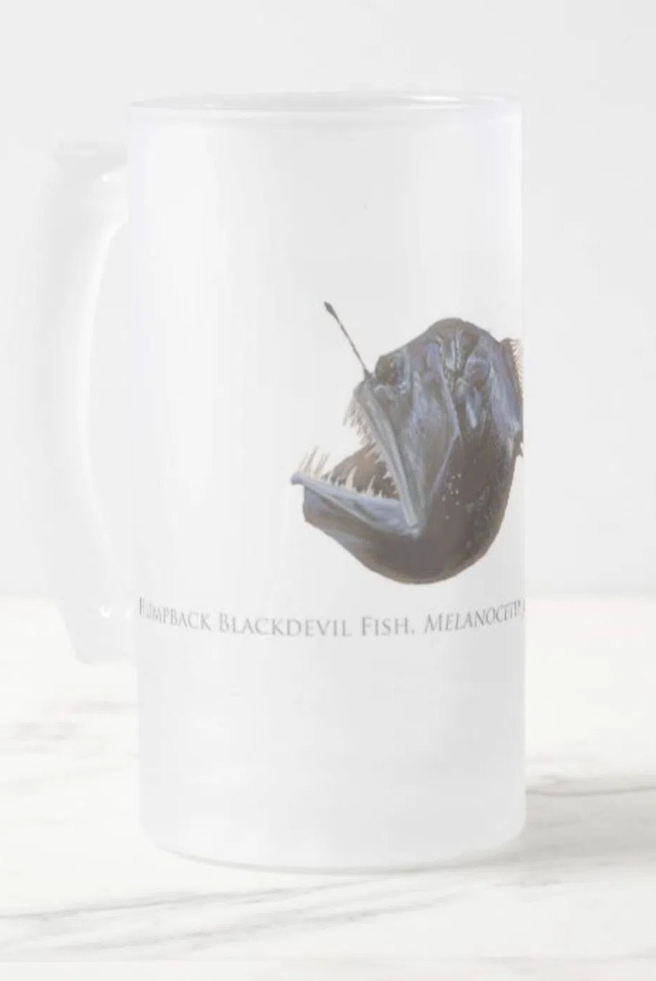 Humpback Blackdevil - Frosted Glass Stein-Stick Figure Fish Illustration